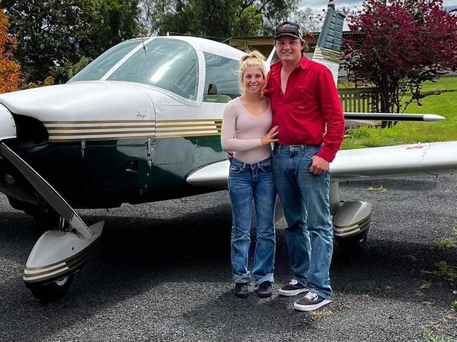 Maree and Rhiley Kuhrt,  the son of a local police officer, is among those on board,  the search continues this morning for a Piper Cherokee aircraft reported missing late yesterday near Bloomsbury, Mr Kuhrt is head stockman and pilot at Nerrigundah station - Photo  Supplied