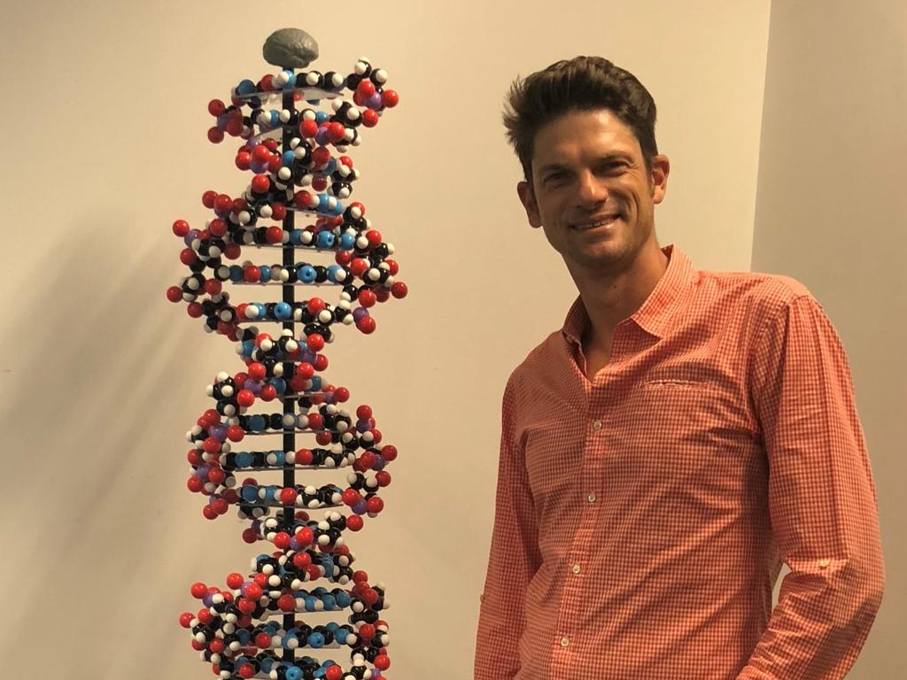 Monash University’s Dr Paul Lacaze with a DNA model