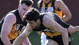 On the attack: Tommy Gribble playing for Werribee.