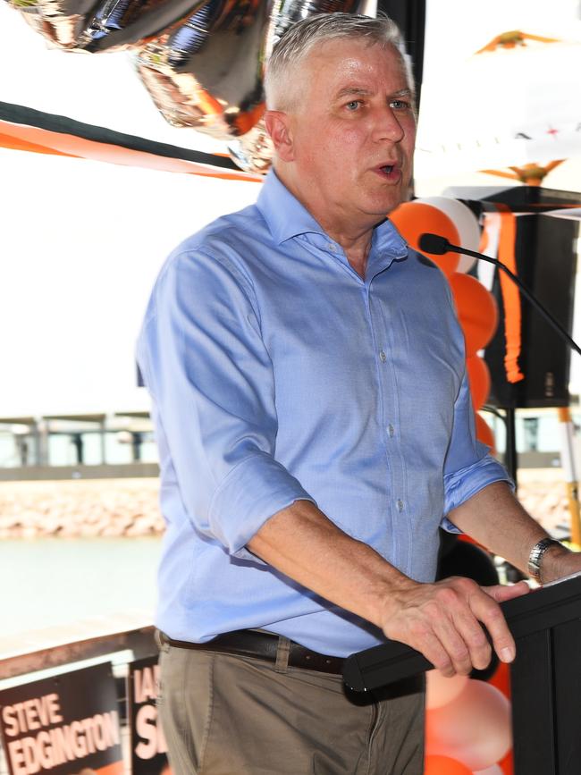 Deputy Prime Minister Michael McCormack speaks at the CLP launch at Darwin's Waterfront. Picture: Katrina Bridgeford.