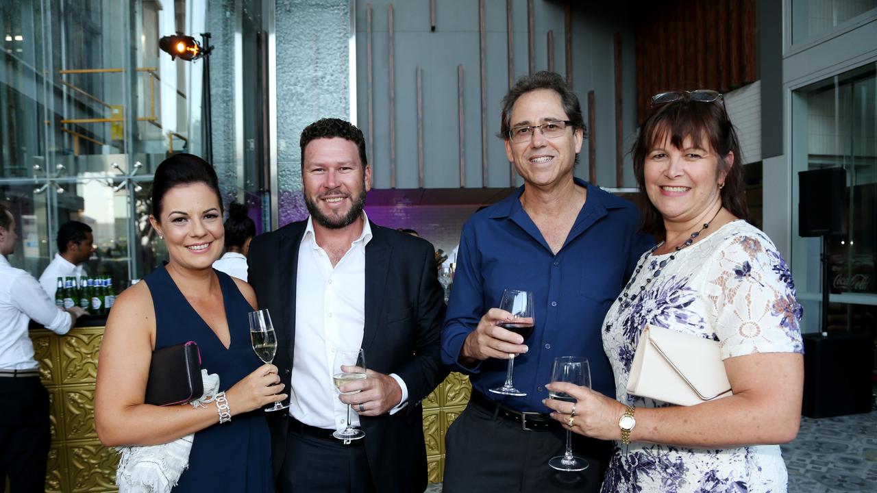 Crystalbrook's Bailey Hotel hosting its opening party in Cairns. Jessie and Daryl Walker with Rob and Karen Bufi. PICTURE: STEWART MCLEAN