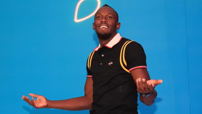 Usain Bolt press conference at Optus on the beach at Kurrawa. Pics Adam Head