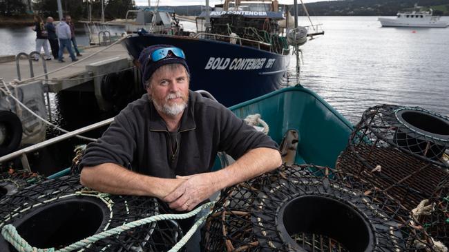 Tasmanian lobster fisherman Clive Perryman, one of many fishermen concerned about the impact seismic testing for oil and gas in Bass Strait will have on fisheries. Picture: Peter Mathew