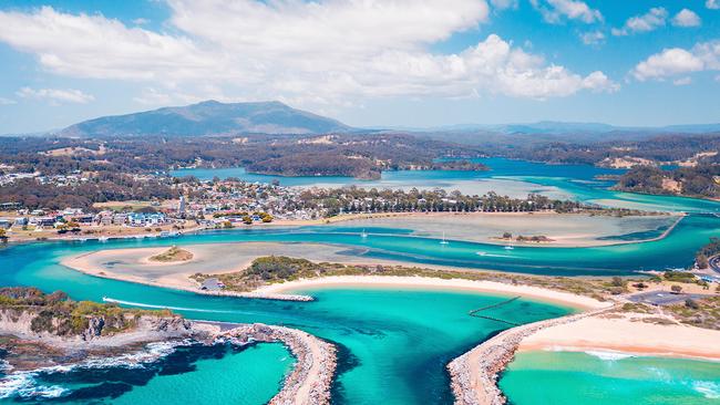 Scenic coastal views over Wagonga Head and Wagonga Inlet, Narooma.