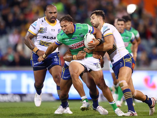 Sebastian Kris and the Raiders scored a huge win at home. Photo: Mark Nolan/Getty Images