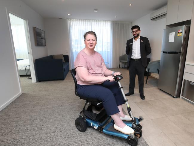 Jane Blundy and Rooms Division Manager Kieren Verma at Quest Robina. Picture: Glenn Hampson.