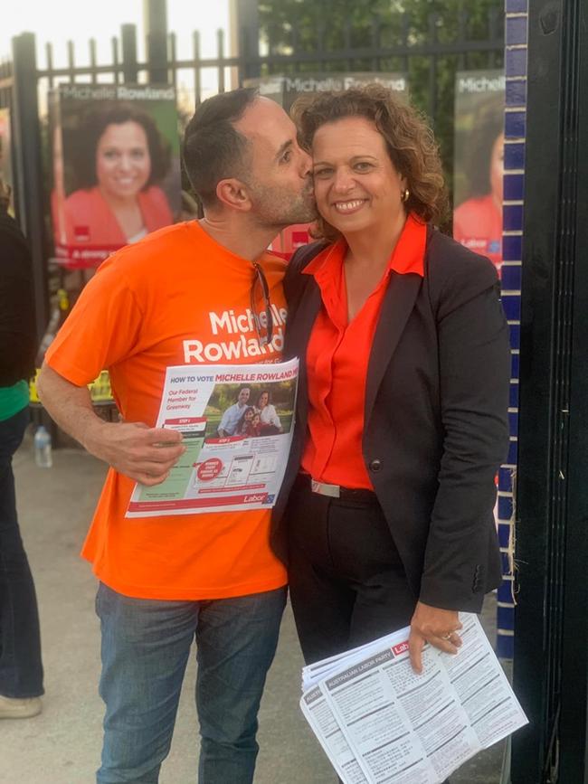 Greenway federal Labor MP Michelle Rowland with her husband Michael on election day. Picture: Facebook