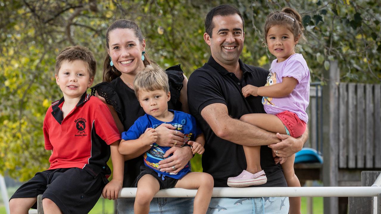 The Bahramis family say they wanted more childcare subsidies in the budget. Picture: Jake Nowakowski