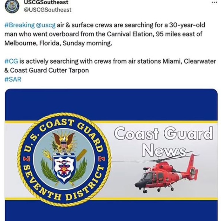 The Coast Guard is desperately trying to locate the young man with the help air and sea crews.
