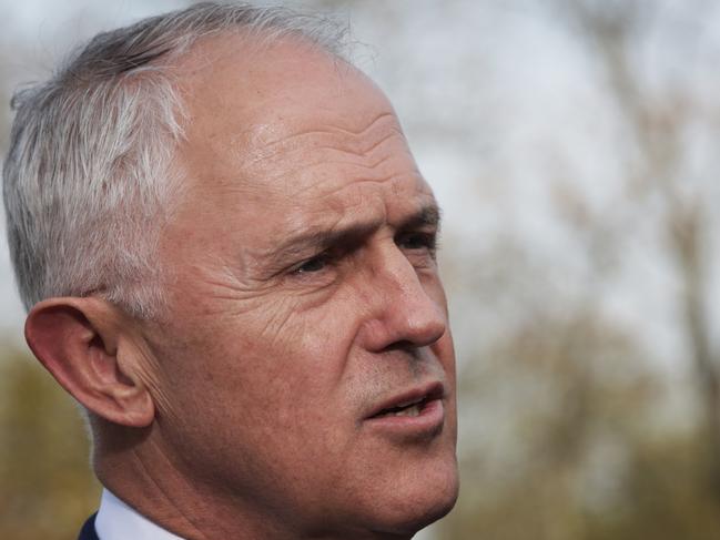 Australian Prime Minister Malcolm Turnbull at the Art Centre in Berlin, Germany talking to the media. Pic Ella Pellegrini