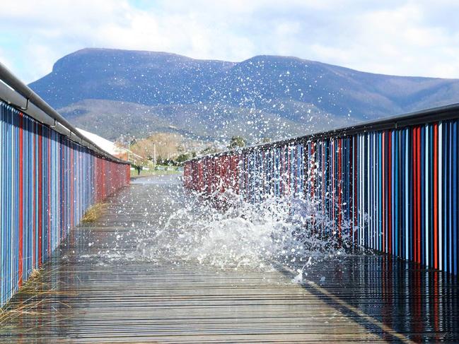 Windy weather at Montrose Bay in Hobart's northern suburbs today. Reader's picture KELVIN BALL