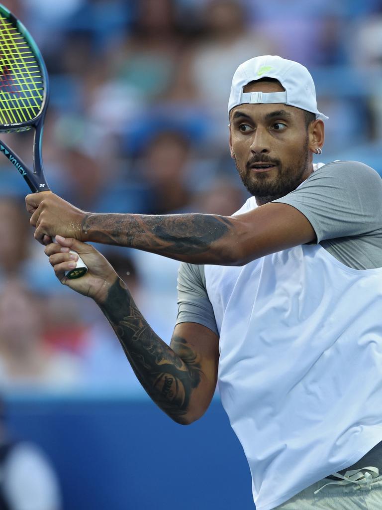 Kyrgios is back in the winner’s circle. Photo by Patrick Smith/Getty Images