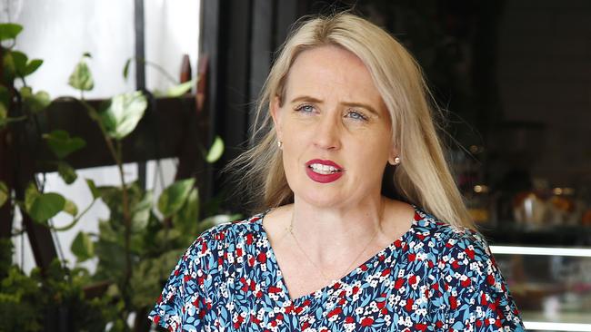 Tourism Minister Kate Jones speaking in Main Beach. Picture: Tertius Pickard