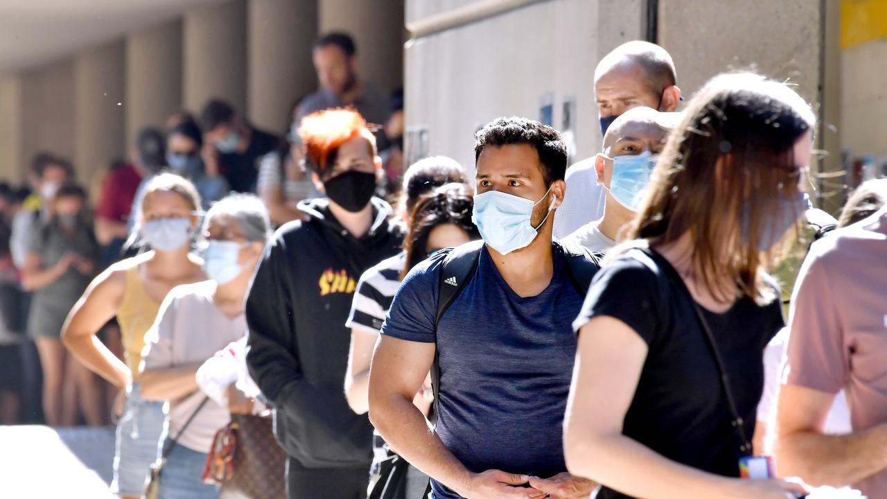 More than 60 per cent of Queenslanders had received their first vaccination dose following the weekend’s Super-Pfizer push, while just over 41 per cent are now fully vaxxed. Picture: NCA NewsWire / John Gass