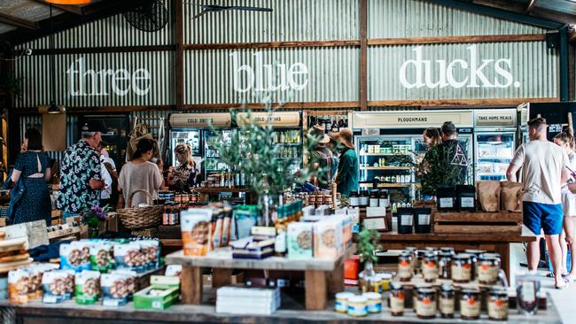 Three Blue Ducks produce store in the hinterland.