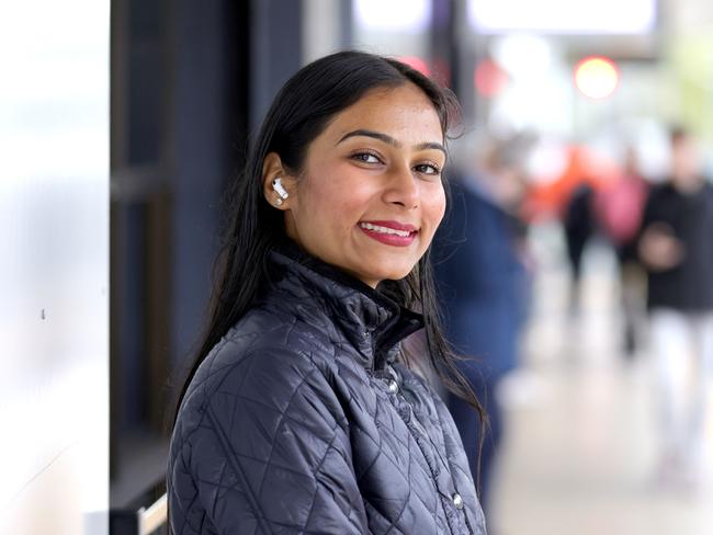 Naziya Chauhan from Beenleigh heading to Helensvale for work at Southport, as 50c fares started today. Picture: Steve Pohlner