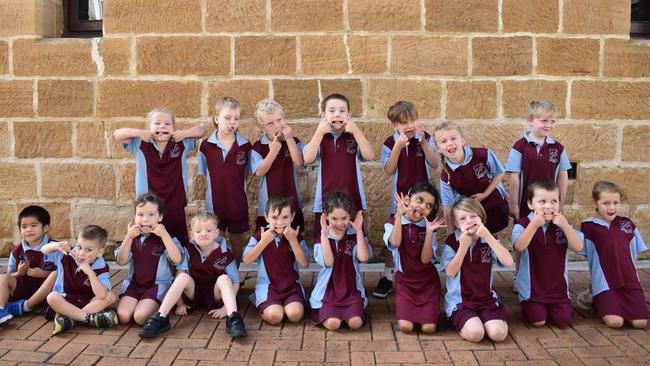 Warwick Central State School Prep A Class. Back row: L-R: Kaylee, Zaiden, Lukas, Leo, Ryan, Scarlett, Kolton. Front row: L-R: Conor, Benjamin, Leticia, Ethan, Dustin, Tarlia, Shazmin, Edryck, Anthony, Daisy with teacher Tania Clark (Photo: Michael Hudson/ Warwick Daily News)