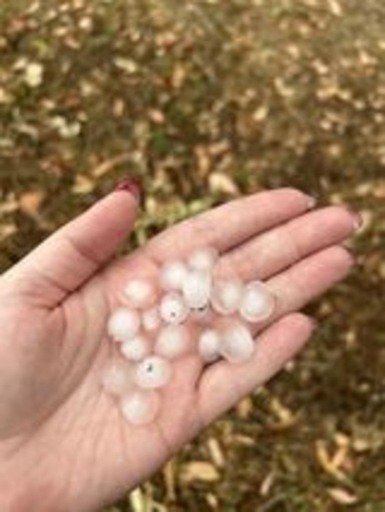 Freshly fallen hail in Alligator Creek. Picture: Jessica Weinheimer