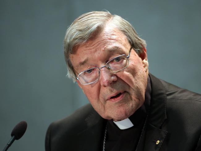 VATICAN CITY, VATICAN - JUNE 29:  Australian Cardinal George Pell attends a press conference at the Holy See Press Room on June 29, 2017 in Vatican City, Vatican. Former archbishop of Sydney cardinal Pell has been charged over historic sex assault offences.  (Photo by Franco Origlia/Redferns)