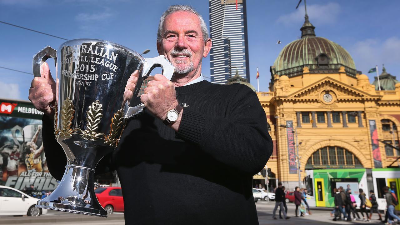 Robert Walls holding up the premiership cup in 2015. At least the Eagles didn’t win that one, hey Wallsy? (Photo by Michael Dodge/Getty Images)