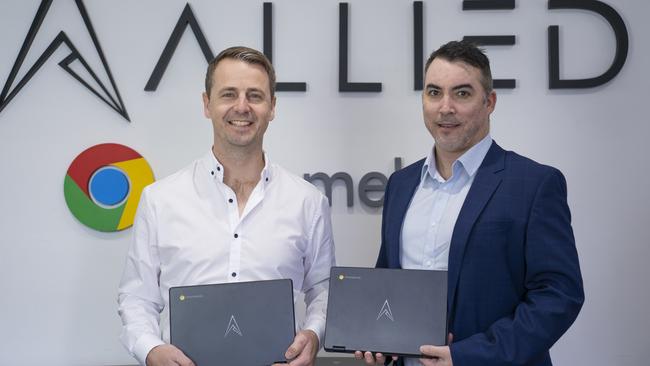 Allied Corporation senior vice-president sales & marketing Luke Flesher, left, with chief executive and founder Aron Saether-Jackson. Picture: Supplied by Allied Corporation