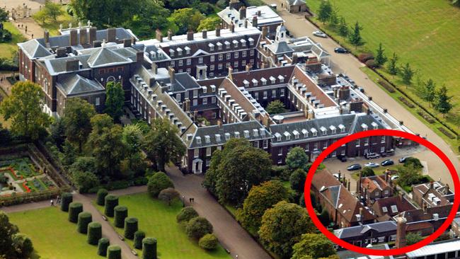 An aerial image of Nottingham Cottage, in the grounds of Kensington Palace, west London. Picture: Andrew Parsons/PA Wire