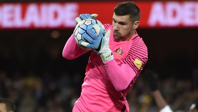 Mat Ryan during the FIFA World Cup qualifier match between Australia and Saudi Arabia. Picture: AAP