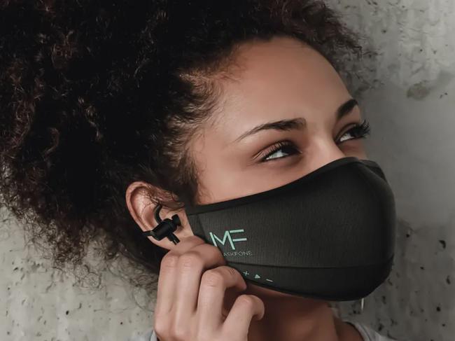 The "Maskfone" featuring a Bluetooth headset.