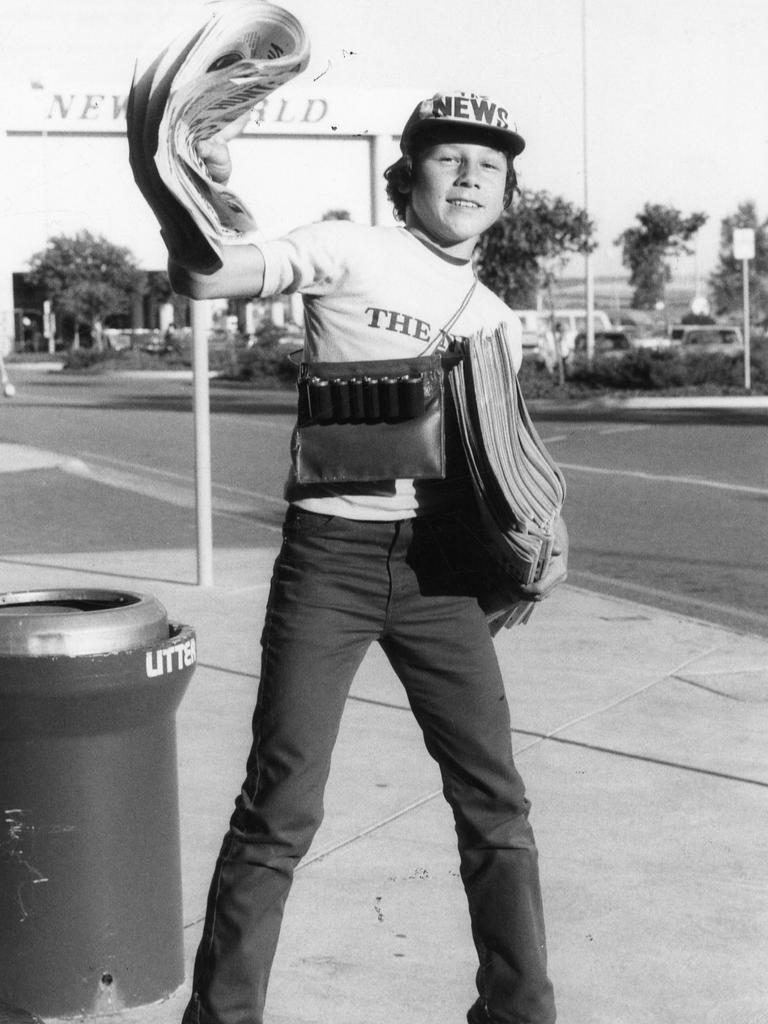 James Scott, then 13, of Morphett Vale, selling The News newspaper at Colonnades in 1984.