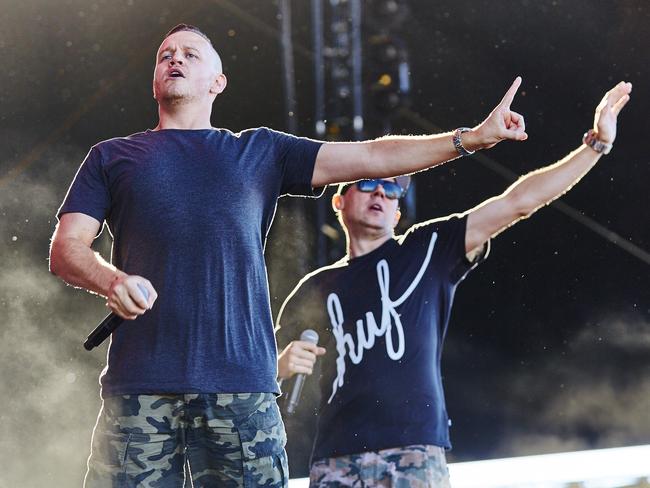 Drawing crowds ... the Hilltop Hoods at the Future Music Festival in Sydney this year. Picture: Supplied