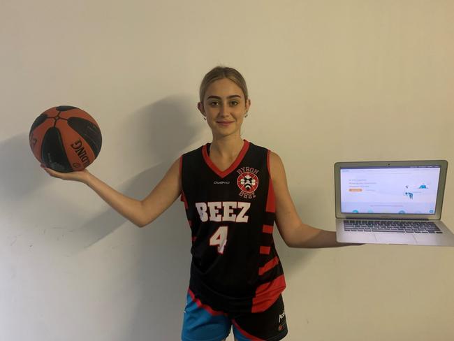 Byron Beez player Isy Crawford is getting used to basketball training sessions being run via Zoom.