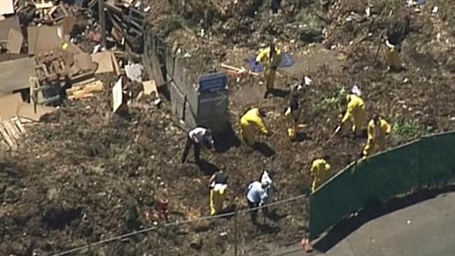 Wingfield Integrated Waste Services being searched. Picture: 7NEWS