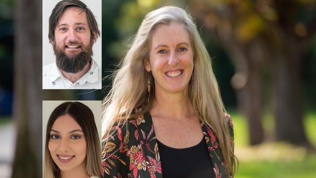 Coffs Coast Advocate journalists Tim Jarrett and Jasmine Minhas and editor Janine Watson.