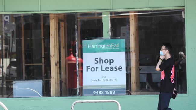 A shop for lease in Brunswick Street, Fitzroy during lockdown in Melbourne. Picture: David Crosling