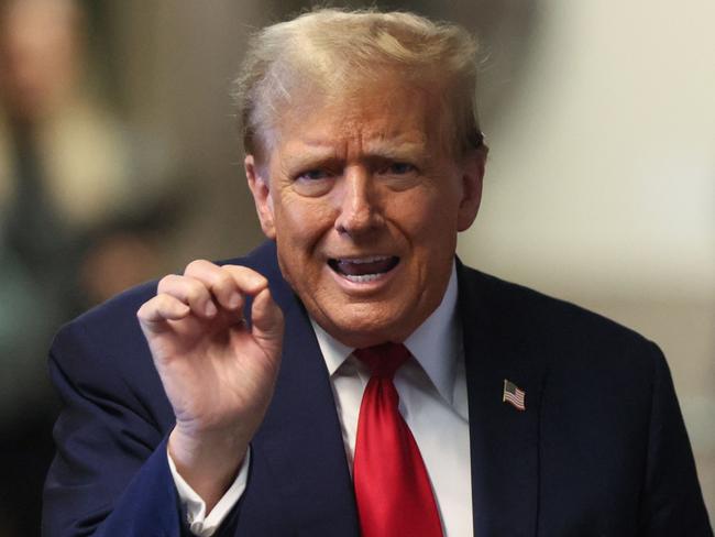 Former US President Donald Trump speaks to the press after attending his trial for allegedly covering up hush money payments linked to extramarital affairs. Picture: AFP