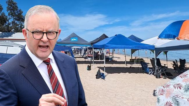 Anthony Albanese has weighed in on bagsing a spot at the beach.