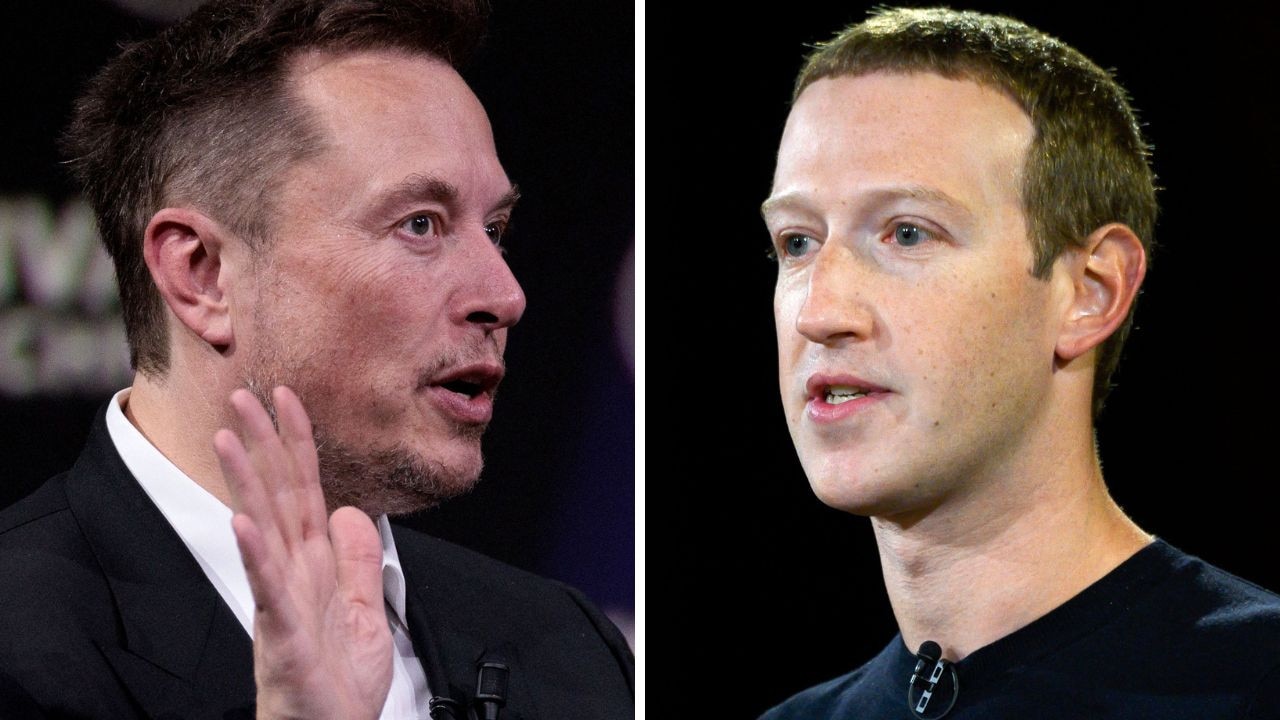 Twitter's Elon Musk and Meta's Mark Zuckerberg. Pictures: Joel Saget/AFP and Andrew Caballero-Reynolds/AFP