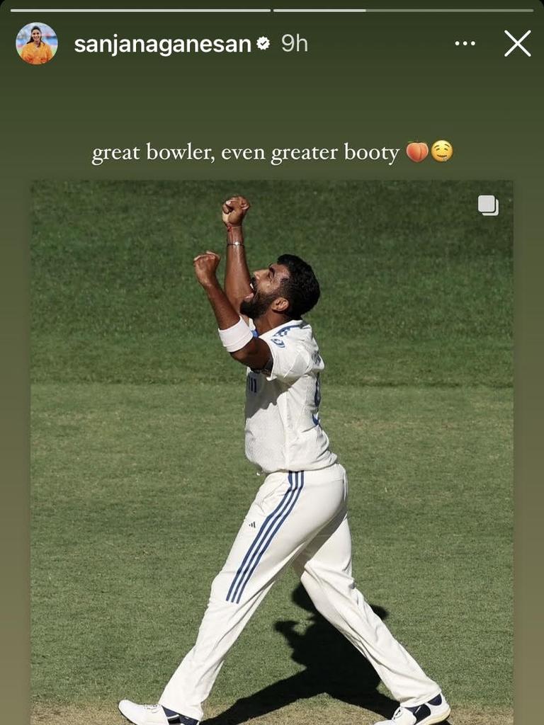 Sanjana Ganesan’s Instagram story about husband Jasprit Bumrah.