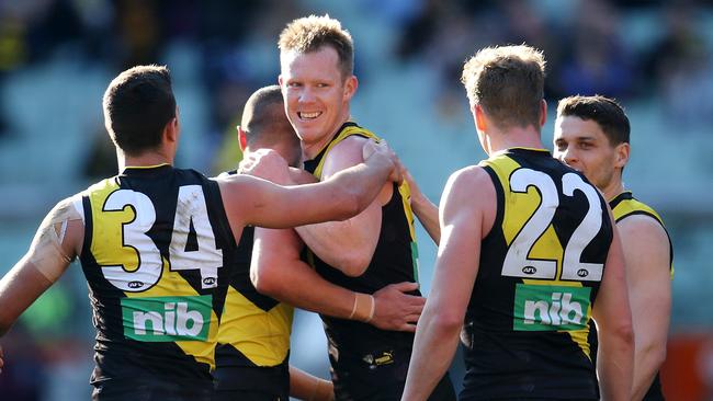 Riewoldt booted five goals against the Bulldogs. Picture: Michael Klein