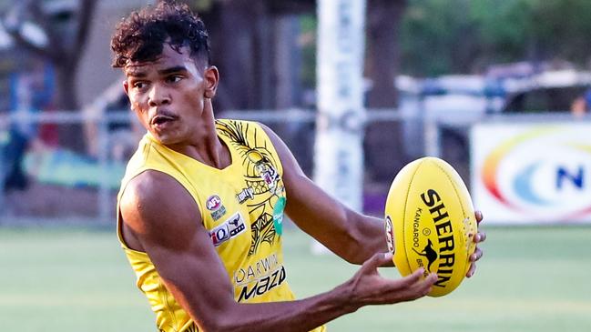 Nightcliff Tiger young gun Adrian Scott was named the Round 11 Rising Star of the 2023-24 NTFL season. Picture: Celina Whan / AFLNT Media