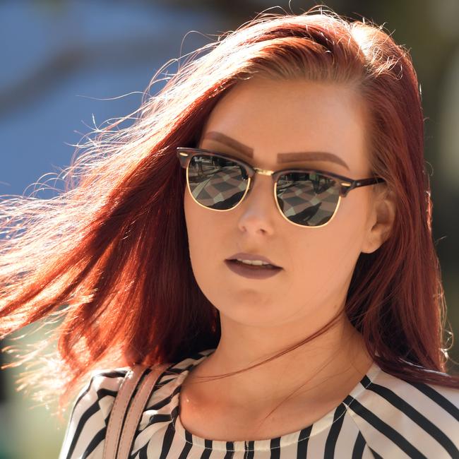 Lauren Cameron was allegedly assaulted by Miss Nude Sydney Jessica Aitchison during a break at Downing Centre for a hearing in Sydney. Picture: Tracey Nearmy/Daily Telegraph