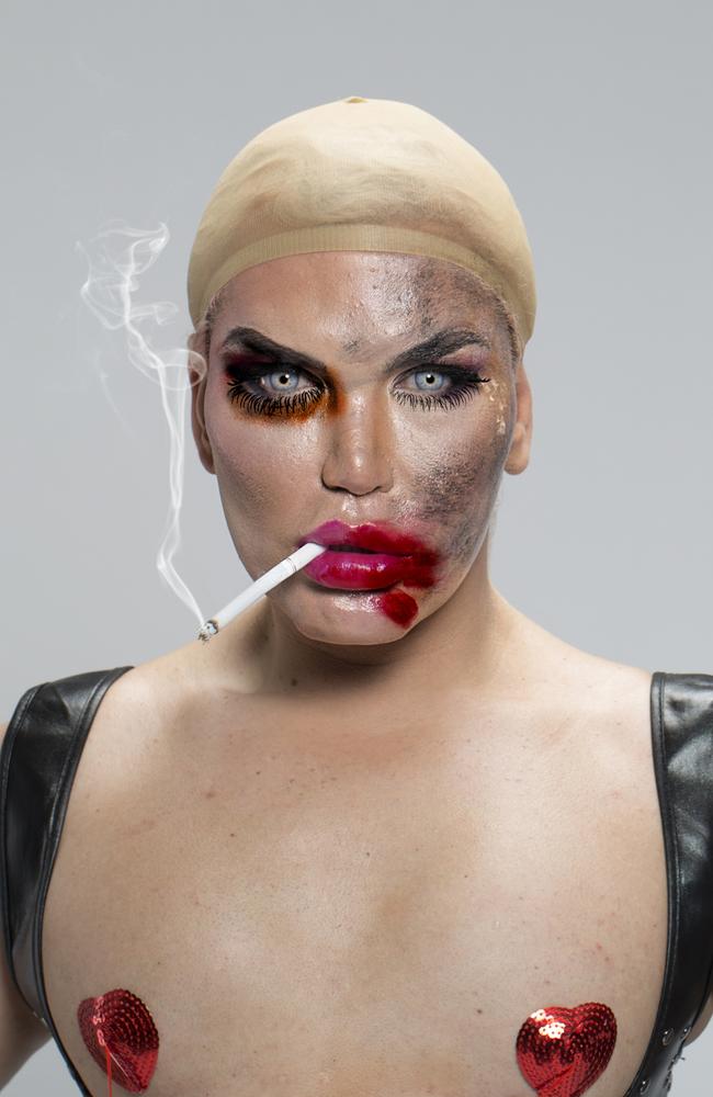 The “dirty glam” shot that depicts the abuse gender fluid people face. Picture: Caters