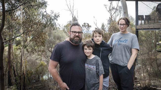 Dynnyrne residents Nathan, Fox 7, Jack 11 and Calli Crump. Picture: Chris Kidd