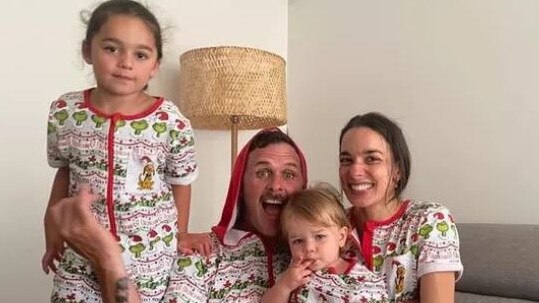 Ben Duffield with his partner Katie and their two children Ivy and Flo. Photo: Supplied.