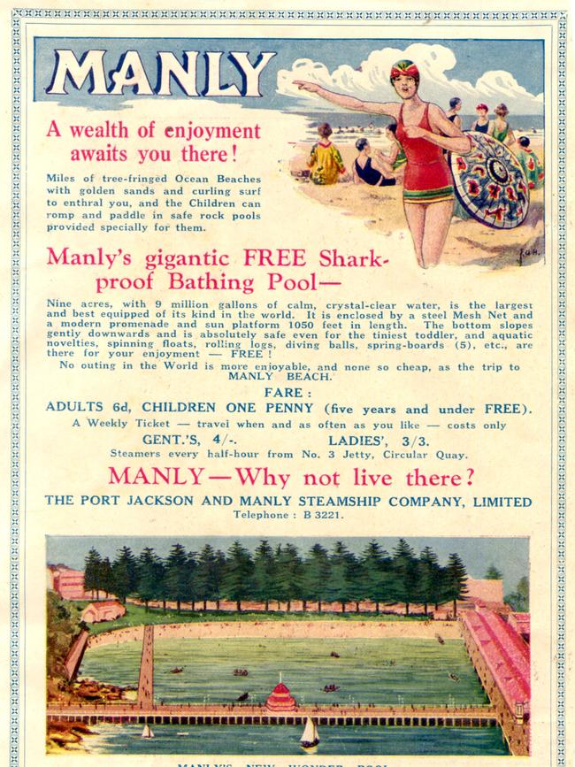 An advertisement for Manly's harbour pool. State Library of NSW