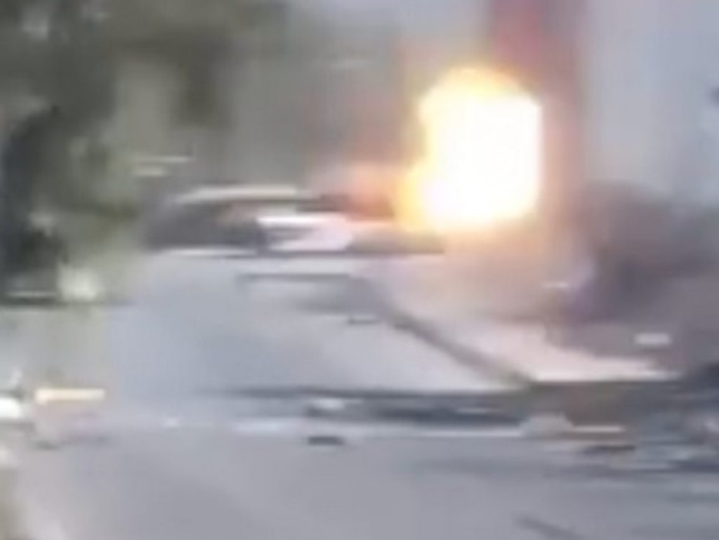 The moment the car is fired on by the Israeli tank.