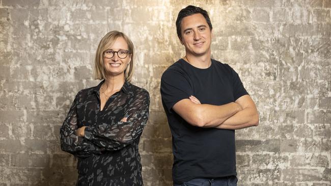 Elula co-founders Sarah Russell and Josh Shipman at their office in Sydney. Picture: NCA NewsWire / Christian Gilles