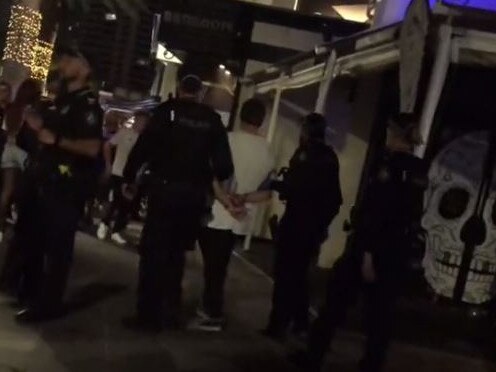 A social media post of Reece Walsh being arrested at Surfers Paradise. Picture: Supplied