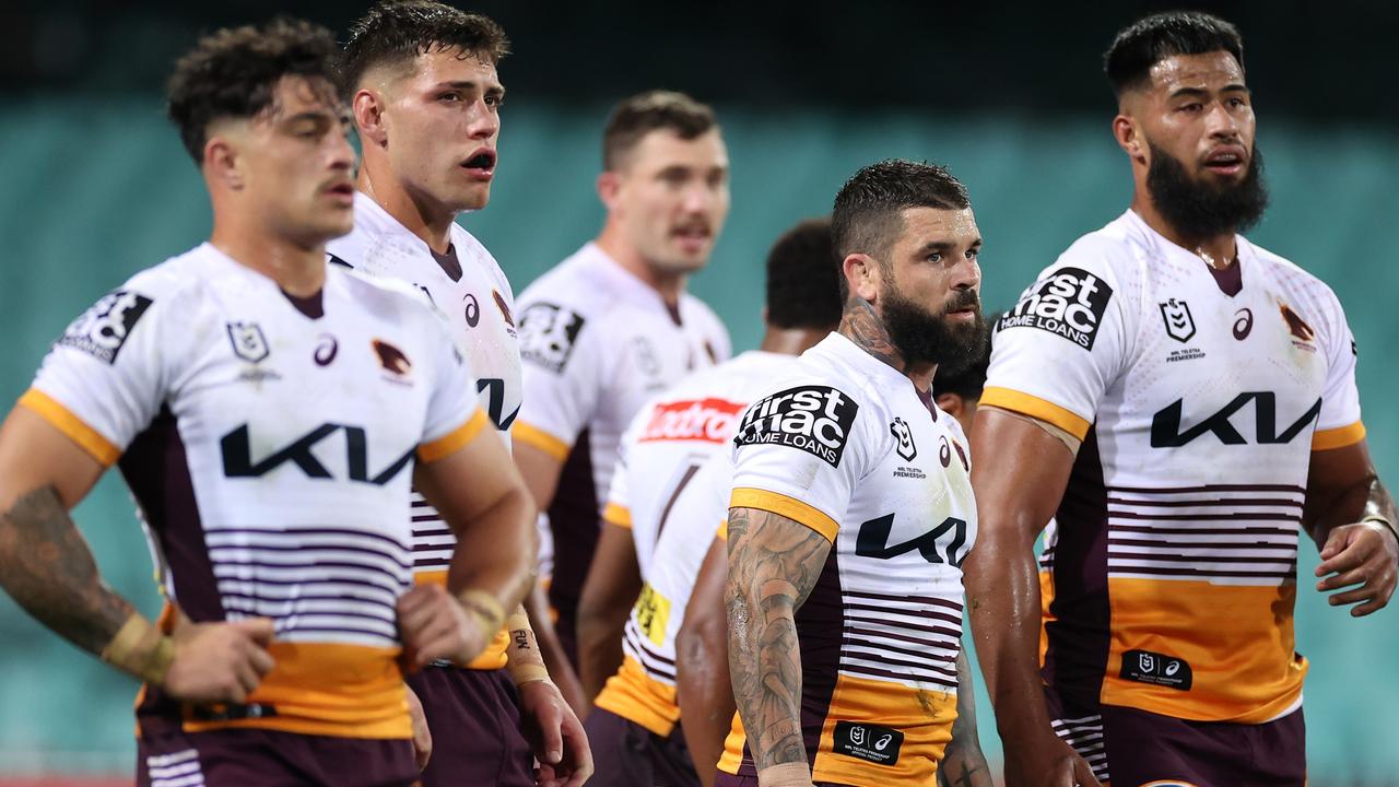 The Broncos conceded six tries in their loss to the Roosters. Picture: Cameron Spencer/Getty Images