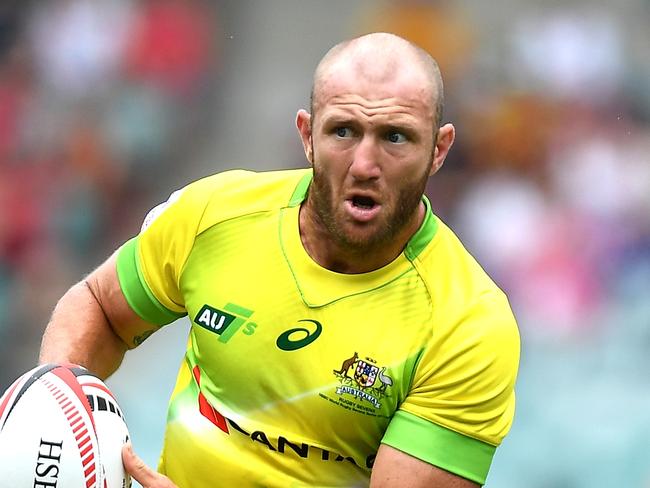 SYDNEY, AUSTRALIA - JANUARY 28:  James Stannard of Australia in action in the quarter final match against New Zealand during day three of the 2018 Sydney Sevens at Allianz Stadium on January 28, 2018 in Sydney, Australia.  (Photo by Bradley Kanaris/Getty Images)